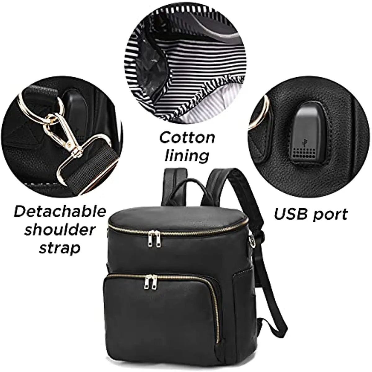 Leather Nappy Bag Backpack - product detail view 6