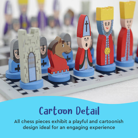 Wooden Cartoon Chess Set for Kids – Fun & Educational Strategy Game Teeny Pandas