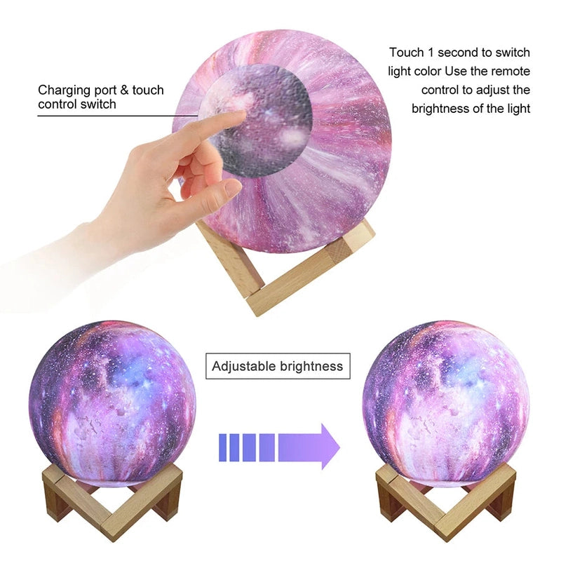 Galaxy Moon LED Night Light - Touch of Magic in Kids' Room! Teeny Pandas