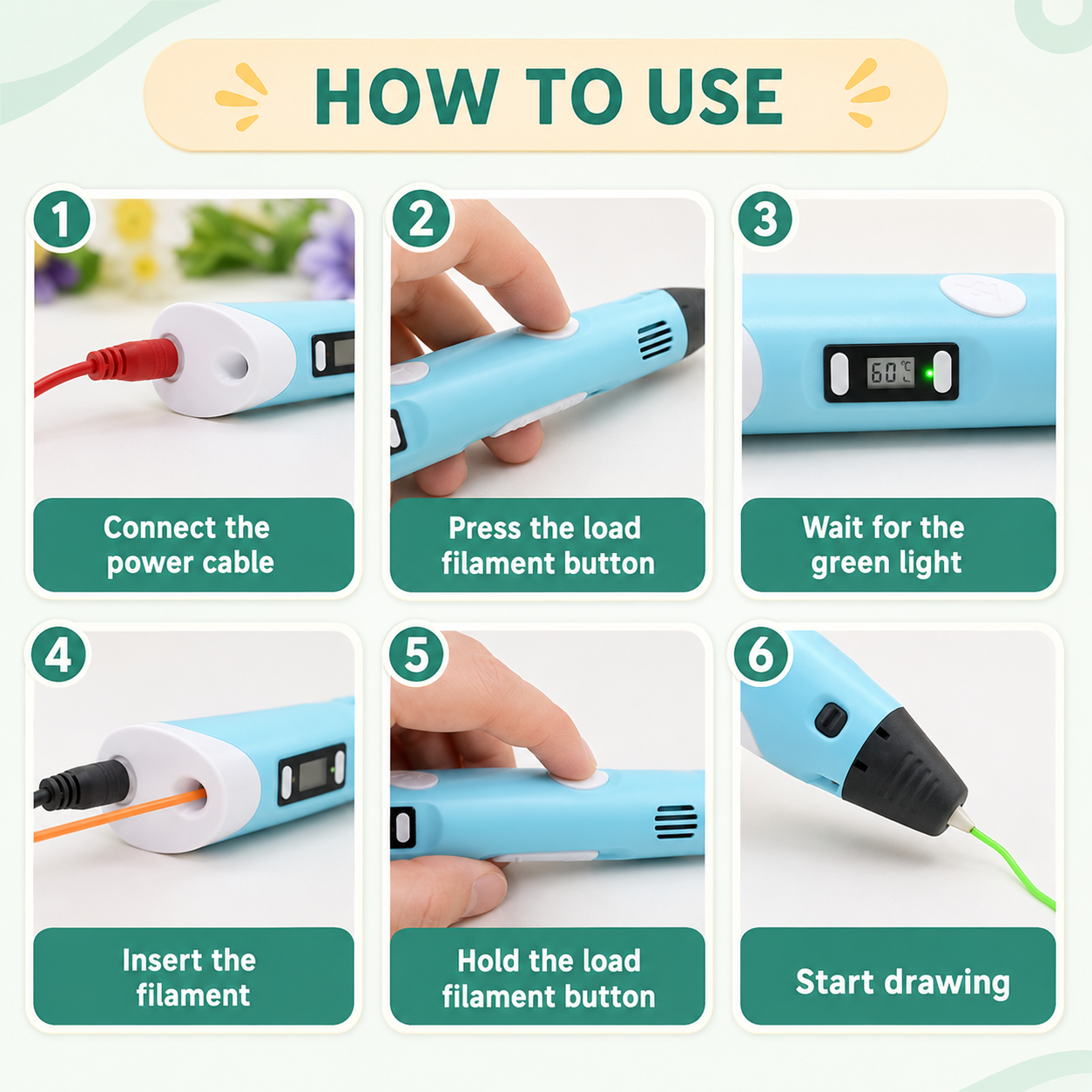 How to use a kids 3D printing pen with step by step instructions