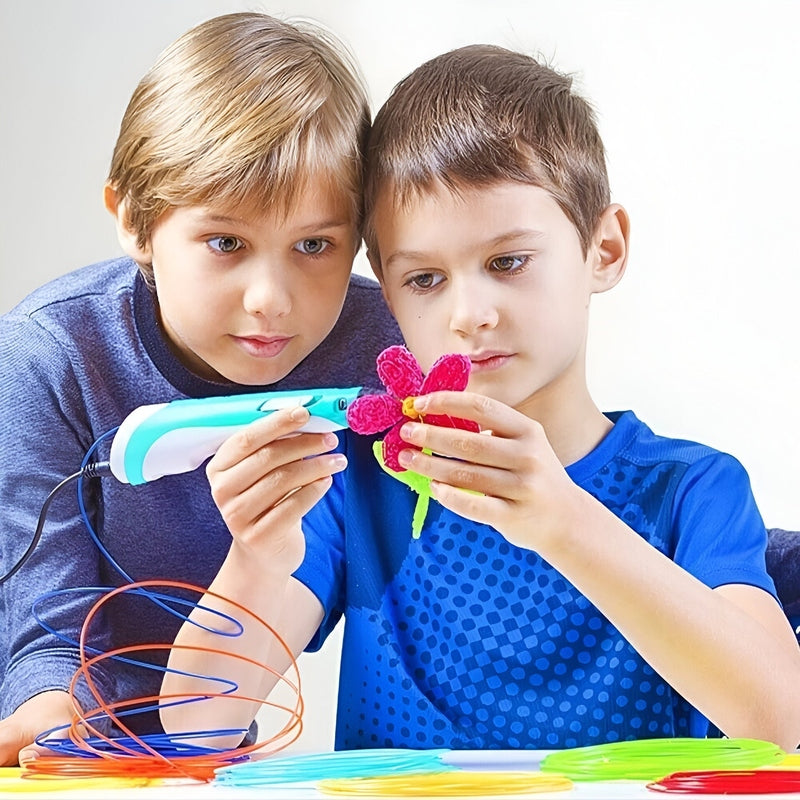 Child using a 3D printing pen for a creative STEM craft activity