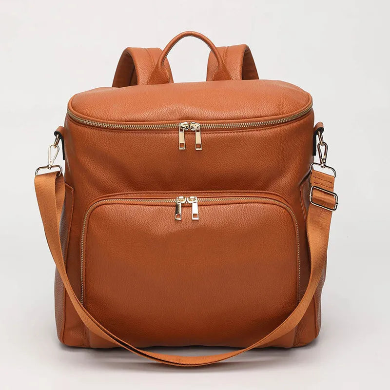 Leather Nappy Bag Backpack - product detail view 2