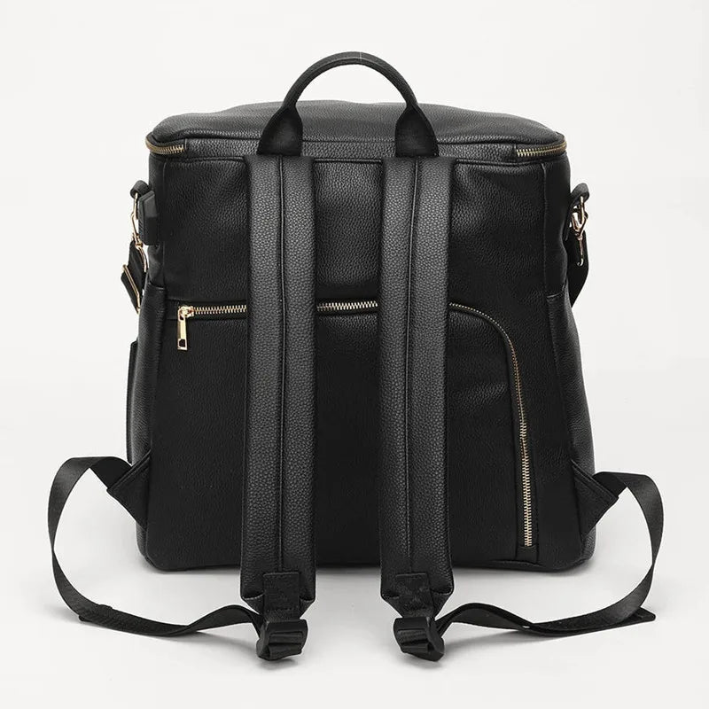 Leather Nappy Bag Backpack - product detail view 7