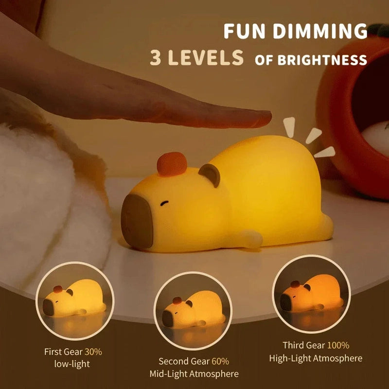 Cozy Capybara Night Light - Soothing LED Sleep Companion Teeny Pandas