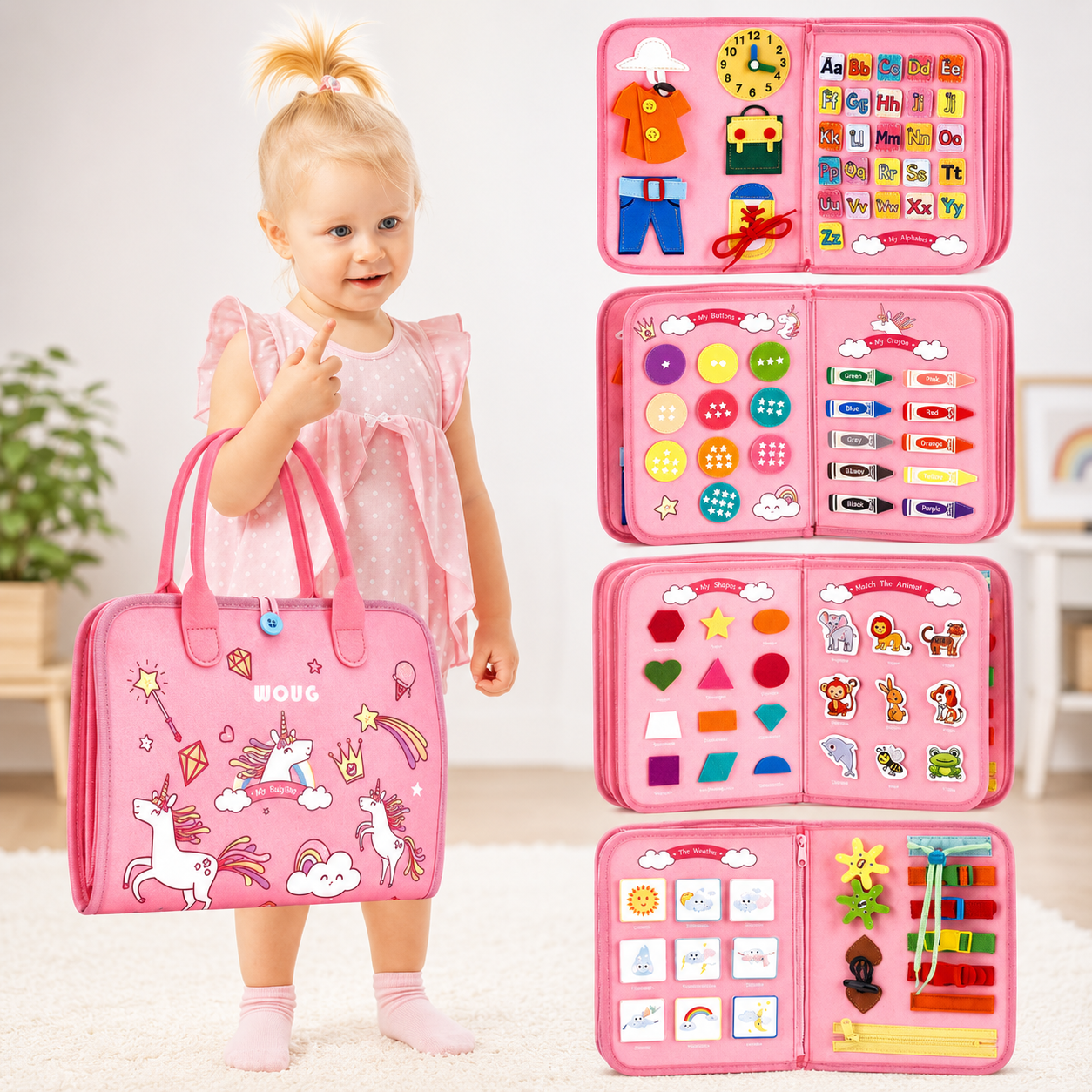 Montessori Busy Board for Toddlers - Sensory Learning Toy