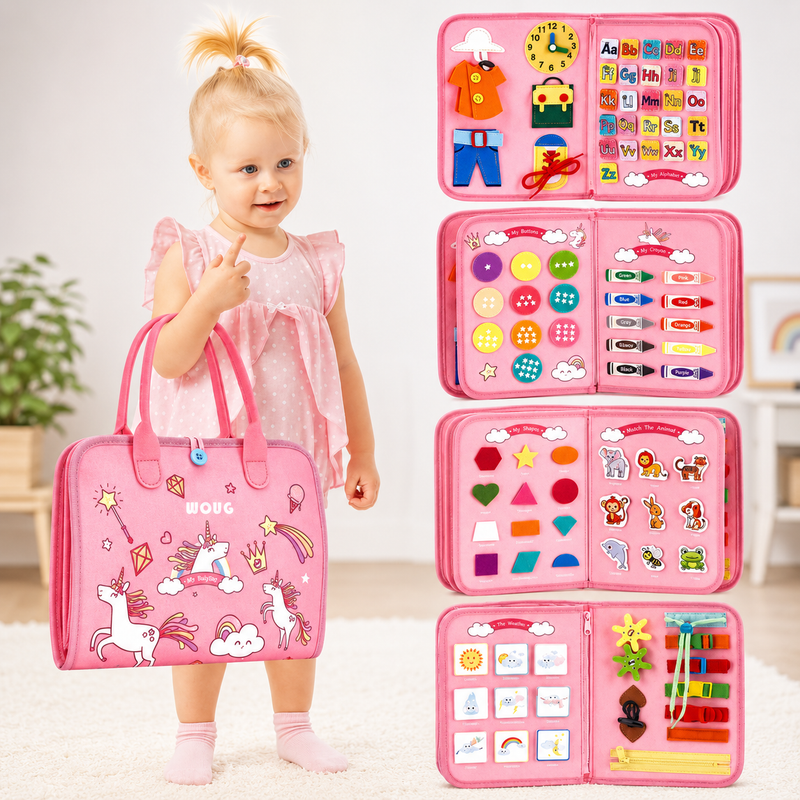 Montessori Busy Board for Toddlers - Sensory Learning Toy