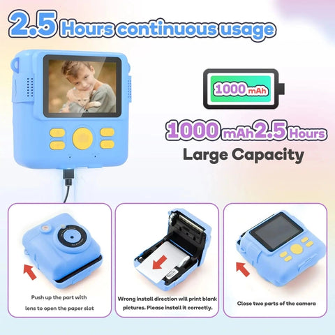 Unisex Toy Camera for Kids – Instant Photo Printer with 32GB Memory Card