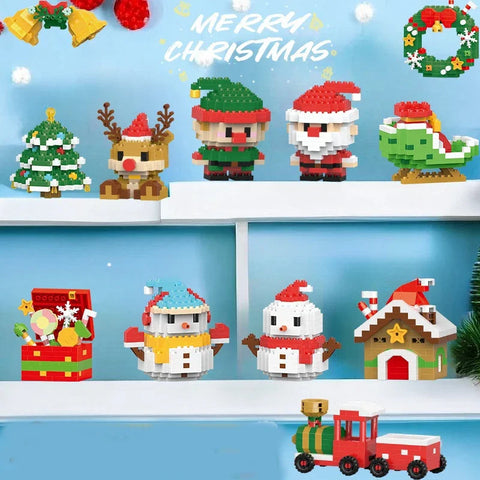 Christmas Holiday Snowman Building Blocks Set - Educational Toy for Children!