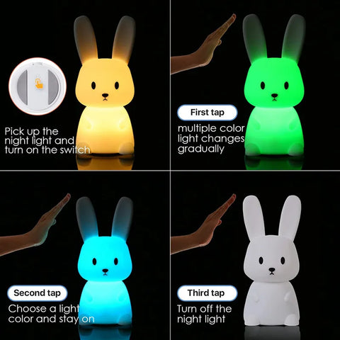 Cute Bunny Night Light for Kids – Kawaii LED Rabbit Lamp