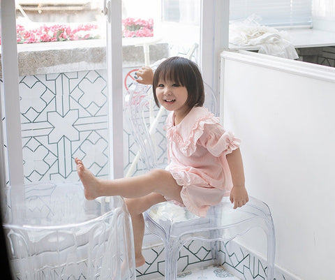 Girls Lolita Pajama Sets – Ruffle Peter Pan Collar Tops + Shorts