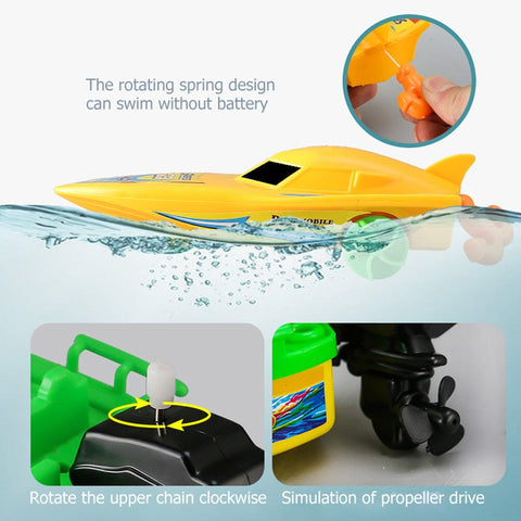 Classic Wind-Up Bath Speedboat Toy