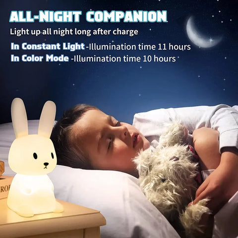 Cute Bunny Night Light for Kids – Kawaii LED Rabbit Lamp