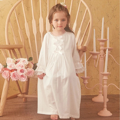 Girl's Vintage Royal Style Lolita White Princess Nightgown