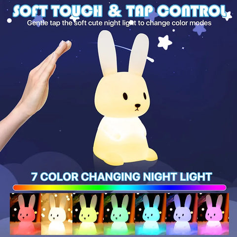 Cute Bunny Night Light for Kids – Kawaii LED Rabbit Lamp