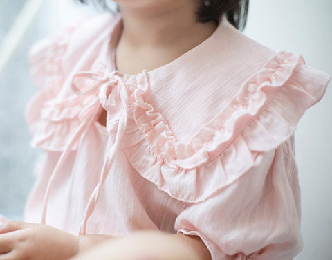 Girls Lolita Pajama Sets – Ruffle Peter Pan Collar Tops + Shorts