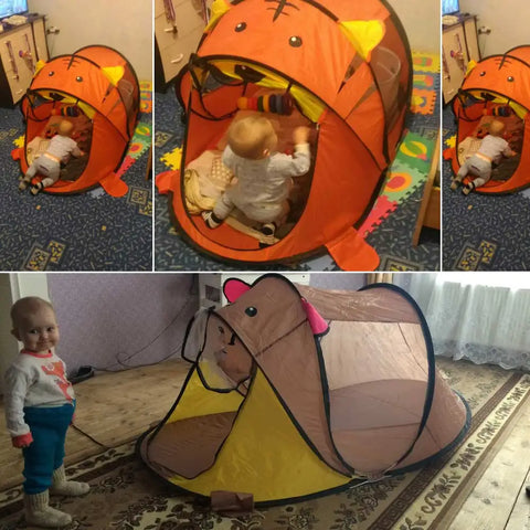 Portable Animal Kids' Tent - Pop Up Cartoon Playhouse for Indoor and Outdoor Fun