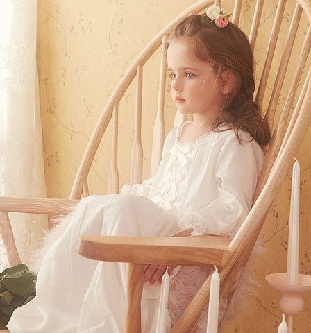 Girl's Vintage Royal Style Lolita White Princess Nightgown