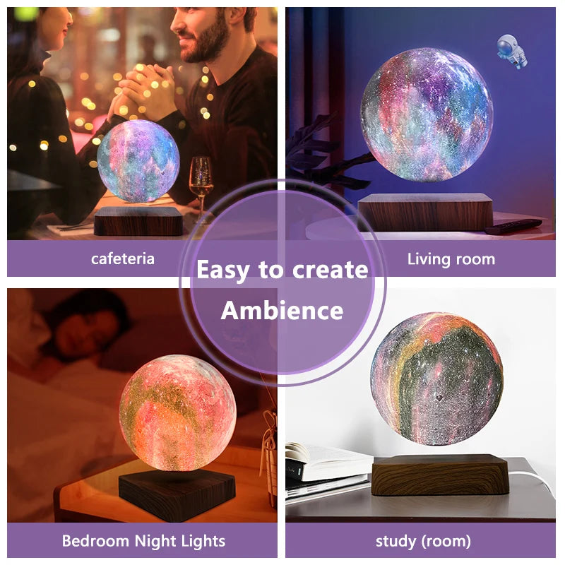Levitating Galaxy Moon Night Light - For Magical Room Every Night Teeny Pandas