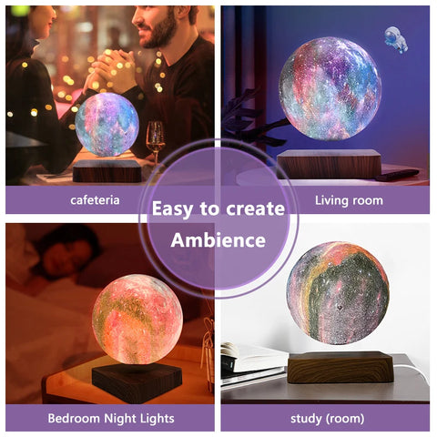 Levitating Galaxy Moon Night Light - For Magical Room Every Night Teeny Pandas