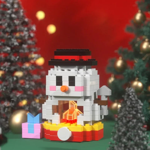 Christmas Holiday Snowman Building Blocks Set - Educational Toy for Children!