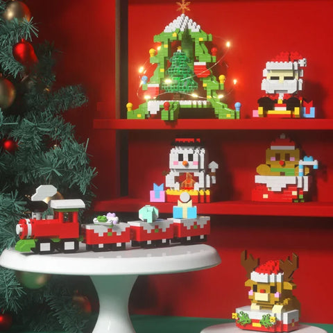 Christmas Holiday Snowman Building Blocks Set - Educational Toy for Children!