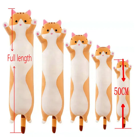 Long Cat Plush Toy – Soft Stuffed Pillow for Office Nap & Home Decor