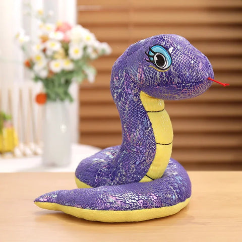 Simulated Sequin Fabric Plush Snake – Multicolour Soft Toy