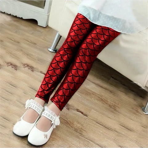 Girls' Colorful Fish Scale Leggings – Stylish Spring & Summer Tights