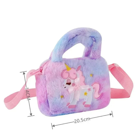 Kids Embroidery Unicorn Plush Crossbody Purse