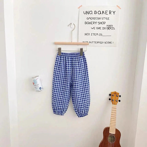 Plaid Anti-Mosquito Harem Pants for Kids – Summer Casual Bloomers