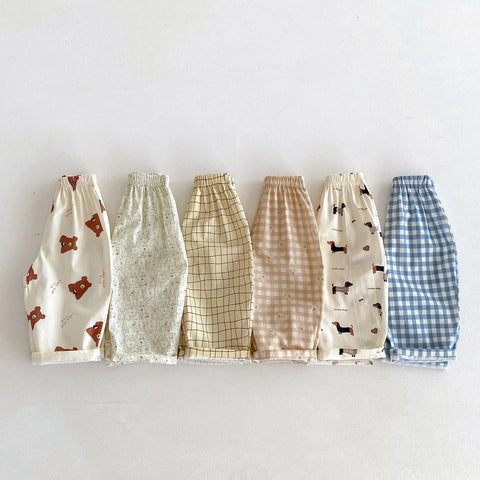 Cartoon Plaid Harem Pants for Kids - Summer Casual Loose Trousers