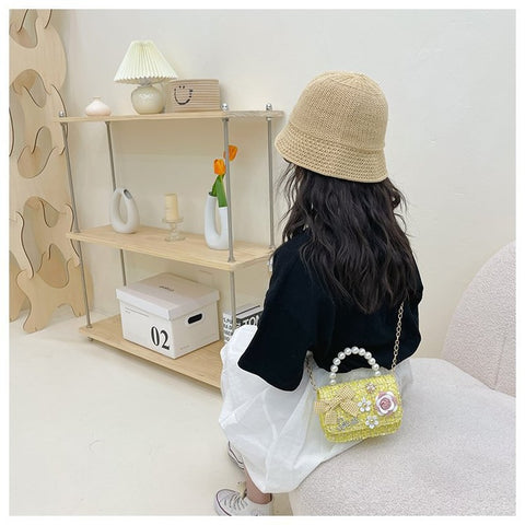 Little Princess Pearl Handheld Crossbody Bag for Girls