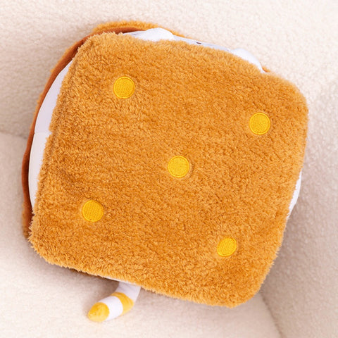 Cute Chocolate Cookie Sandwich Fat Cat Plush Toy – Biscuit Cat Throw Pillow
