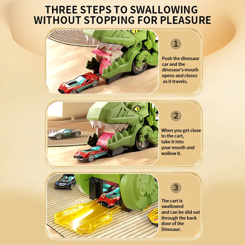Oversized Dinosaur Swallowing Car Track