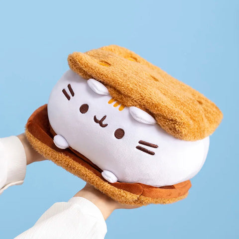 Cute Chocolate Cookie Sandwich Fat Cat Plush Toy – Biscuit Cat Throw Pillow