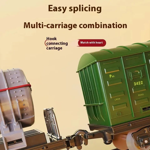 Retro Steam Train Track Toy Set – Electric Train with Spray & Lights, Christmas Gift for Kids