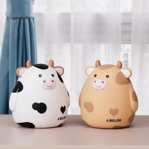 Cute Cartoon Calf Resin Piggy Bank – Children's Coin Bank & Home Decor Ornament
