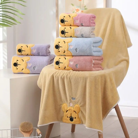 Winnie Embroidered Coral Velvet Bath Towel