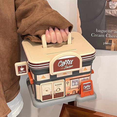 Store Shaped Money Box with Key Lock