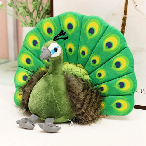 Creative Simulation Peacock Plush Toy – Beautiful Green and Blue Peacock Doll
