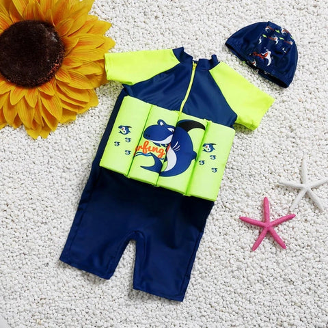 Boys Floating Shark Swimsuit – Kids' Summer Floating Rash Guard Swimwear