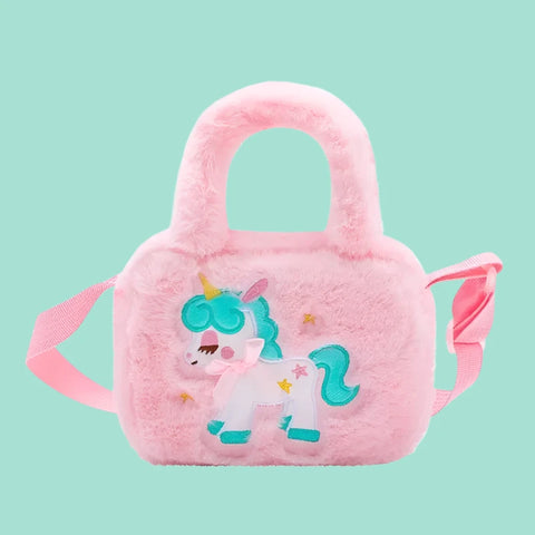 Kids Embroidery Unicorn Plush Crossbody Purse