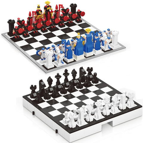Creative Build Chess Set – Retro Block Chess Game You Assemble! Teeny Pandas