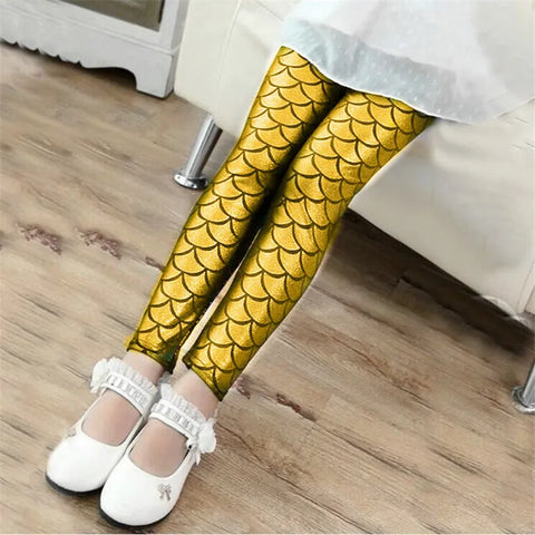 Girls' Colorful Fish Scale Leggings – Stylish Spring & Summer Tights