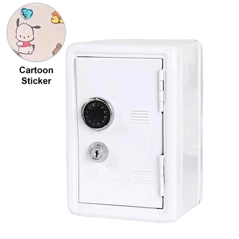 Kawaii Desktop Piggy Bank – Cute Cartoon Money Box with Lock and Stickers