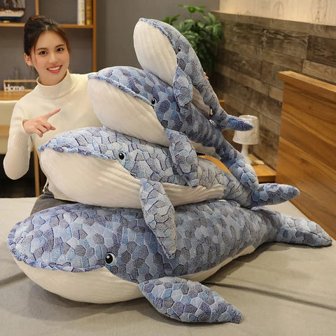 Whale Plush Toy – Blue Sea Animal Stuffed Shark Soft Pillow Gift
