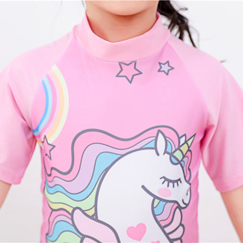 Short Sleeve One-piece Swimsuit for Girls and Boys