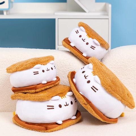 Cute Chocolate Cookie Sandwich Fat Cat Plush Toy – Biscuit Cat Throw Pillow