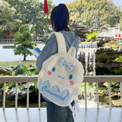 Cute Fluffy Plush Backpack for Girls – Cartoon Style and Large Capacity