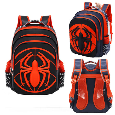 Spider Backpack + Pencil Case Set for Boys – Waterproof Primary School Bag